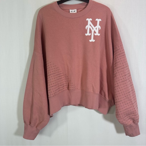Nike 🍓 Pink New York Mets Crew Sweatshirt Sz XL - Picture 1 of 12